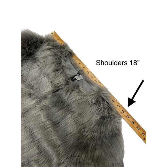 H & M Faux Fur Jacket Gray Coat Lined Womens L - Picture 10 of 13